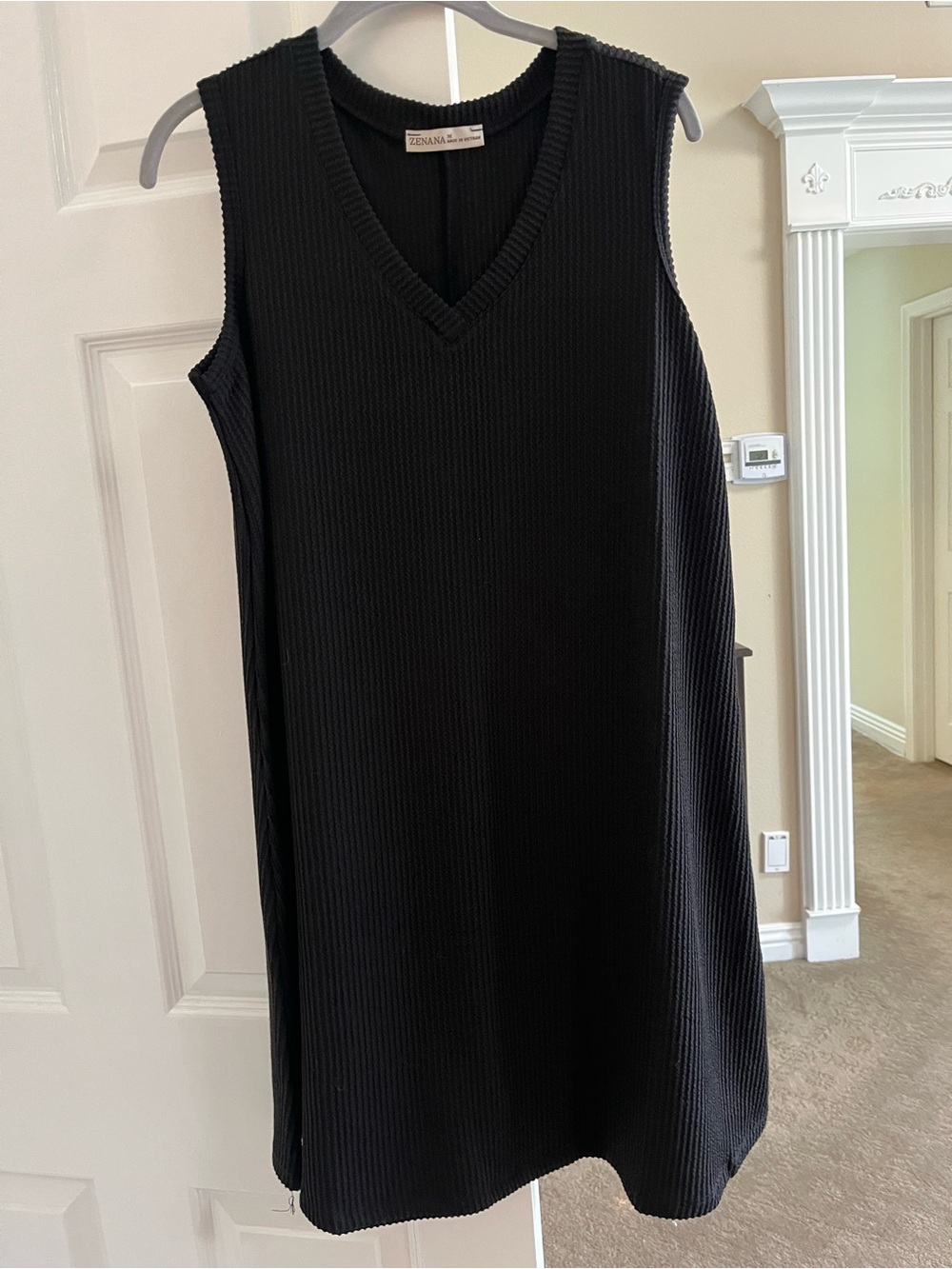 Zenana Outfitters Black Ribbed V-Neck Sleeveless Dress